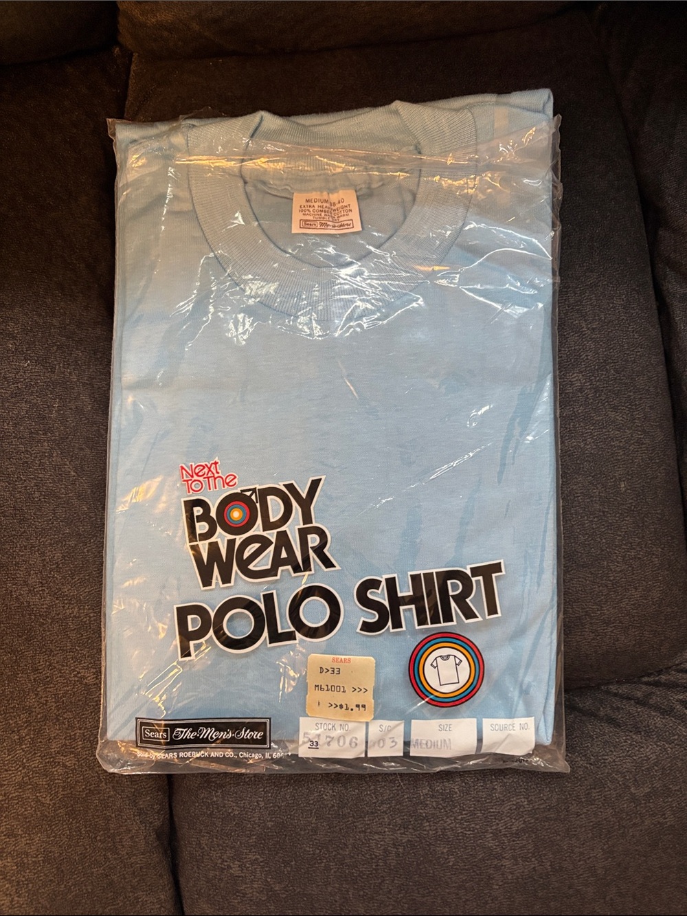 VTG 70s 80s Sears Next To The Body Wear Polo Shirt Deadstock NIP Pastel Blue M